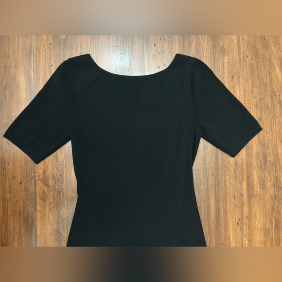 Theory Dress Open Back Narlissa Prosecco Size Large Black Knit Minimalist Sexy - Picture 4 of 16